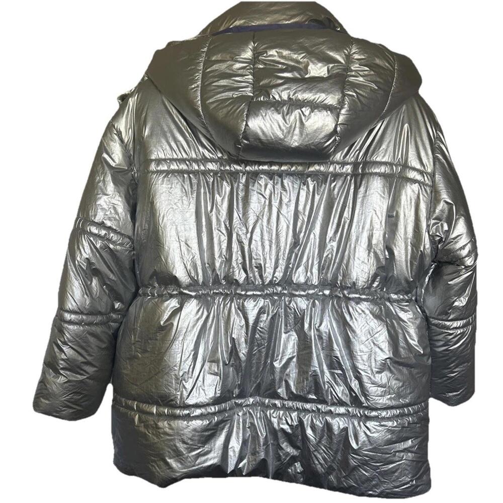Urban Outfitters Oversized Silver Metallic Hooded Puffer Jacket Small FUTURISTIC - Picture 4 of 9